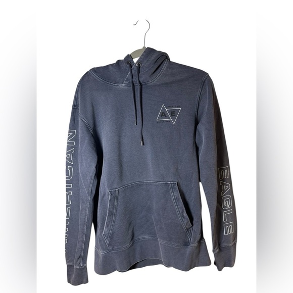 American Eagle Men’s Hoodie Sweatshirt Blue Graphic Logo Pullover Size M - Picture 2 of 11